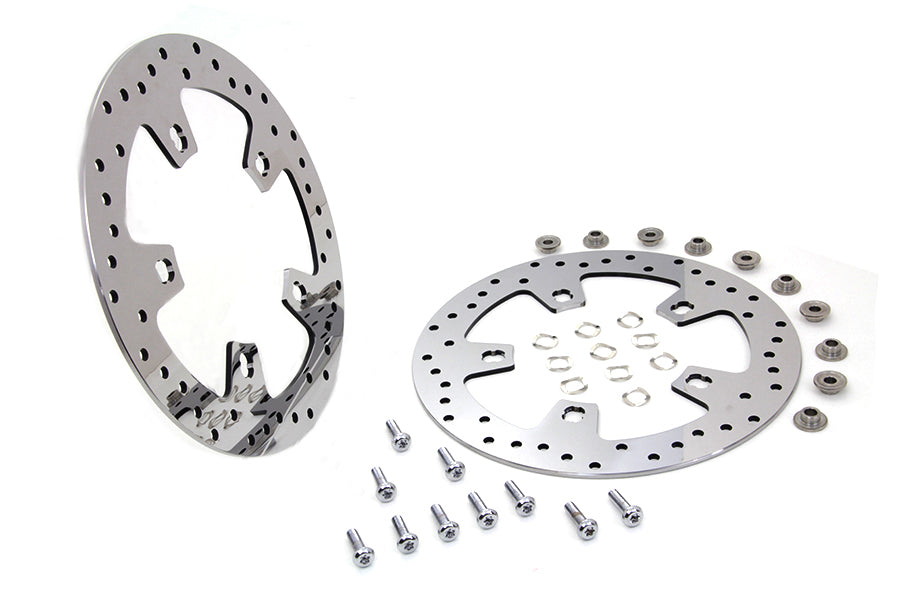 11.8 Drilled Front Brake Disc Set Mirror Polished Stainless