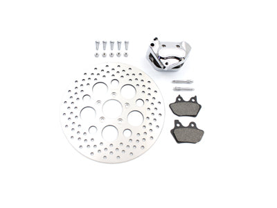 Chrome Front 4 Piston Left Side Caliper and Disc Kit