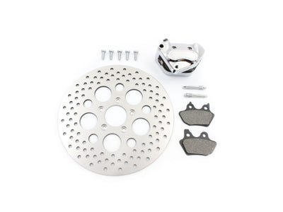Chrome Front 4 Piston Left Side Caliper and Disc Kit