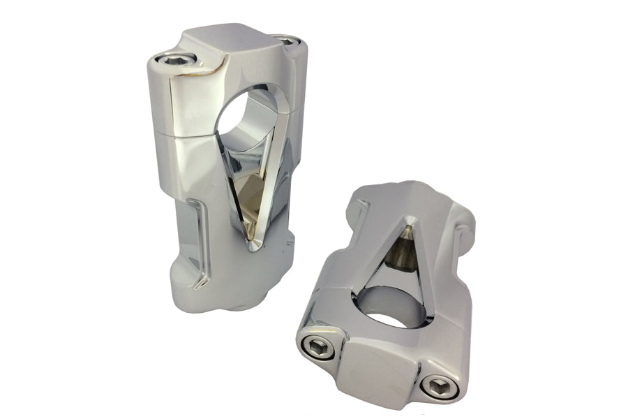 V-Tech Chrome Flat Handlebar Riser Set with Contrast Cut