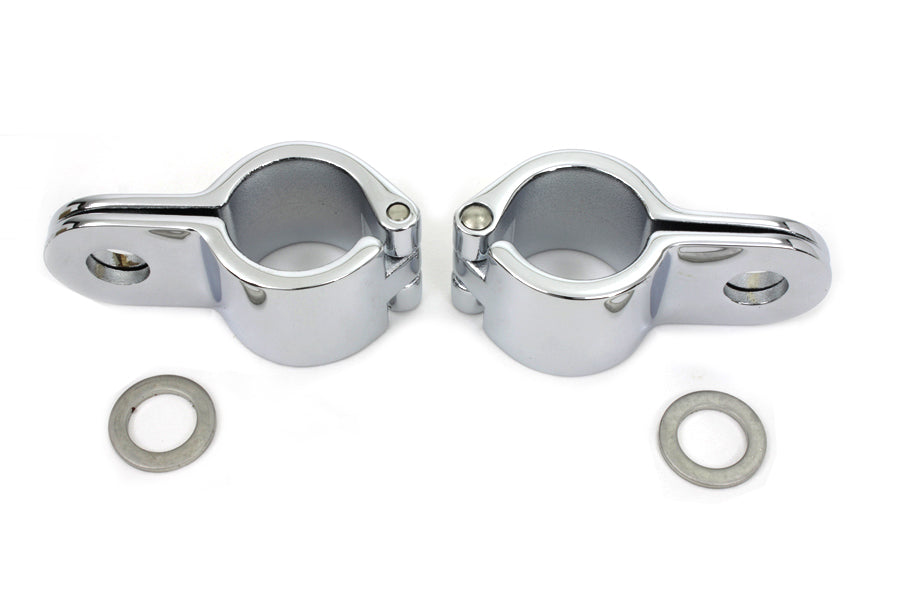 Chrome 1-1/8 Footpeg Mount Clamp Set