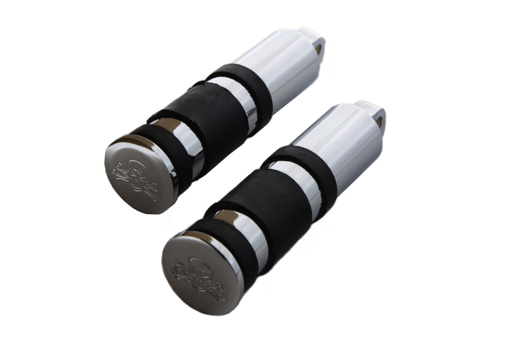 Chrome Banded Skull End Footpeg Set