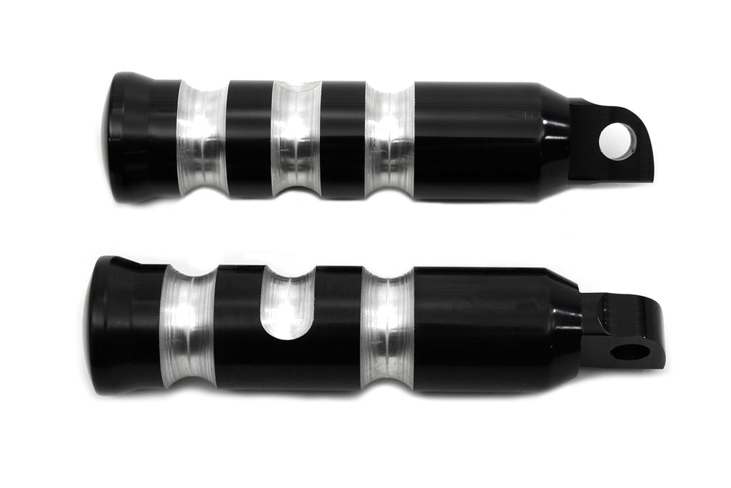 Black Contour Grooved Footpeg Set