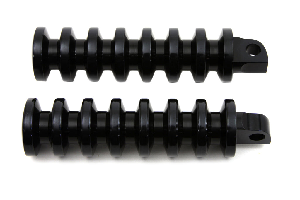 Black Grooved Footpeg Set
