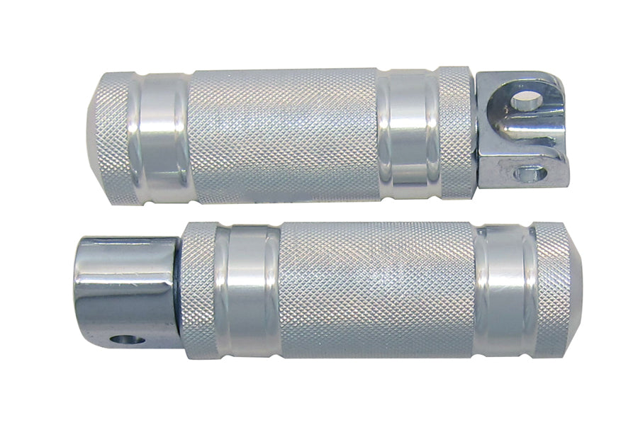 Silver Knurled Four Grooved Footpeg Set