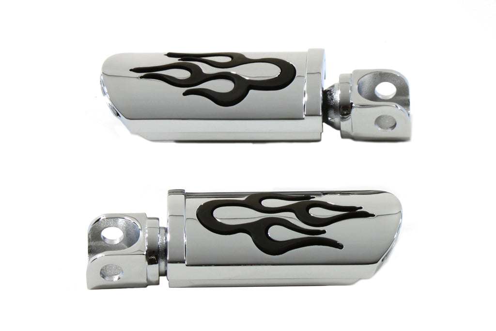 Flame Style Adjustable Footpeg Set Chrome