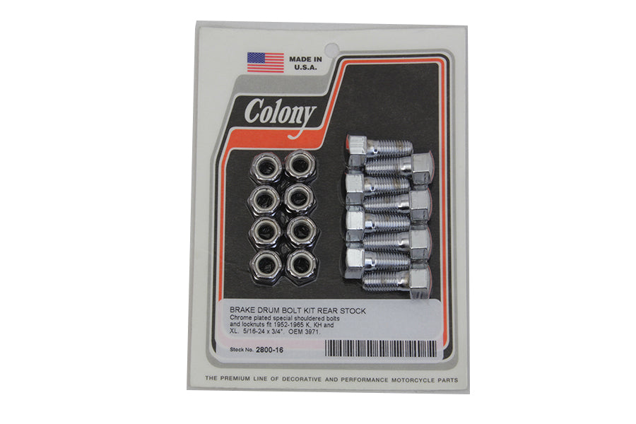 Rear Brake Drum Bolt and Nut Kit Chrome