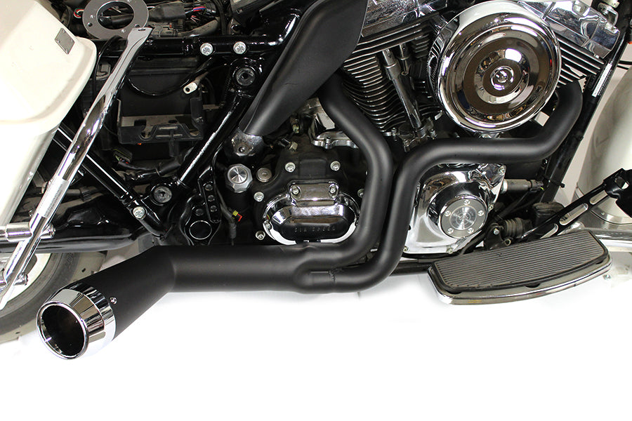 FLT Offset Megaphone 2:1 Exhaust Black with Chrome Tip