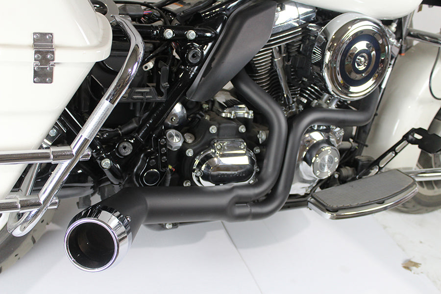 FLT Offset Megaphone 2:1 Exhaust Black with Chrome Tip