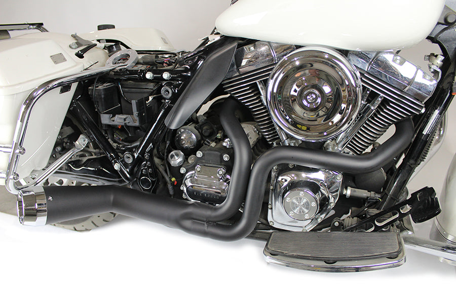 FLT Offset Megaphone 2:1 Exhaust Black with Chrome Tip