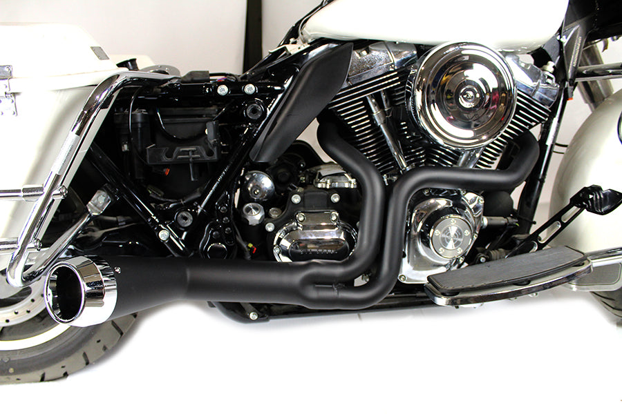 FLT Offset Megaphone 2:1 Exhaust Black with Chrome Tip