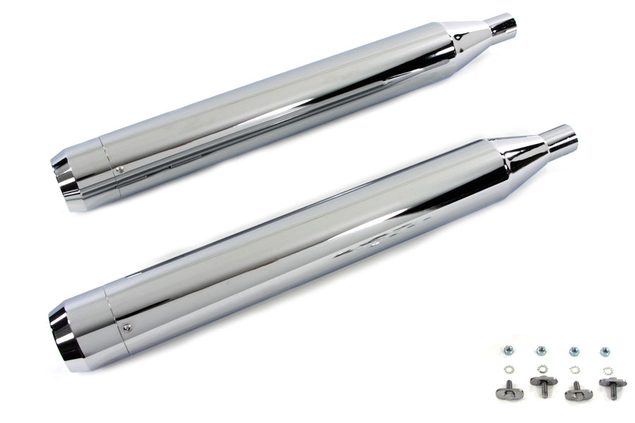 4 Muffler Set with Chrome Long Type Tapered End Tips