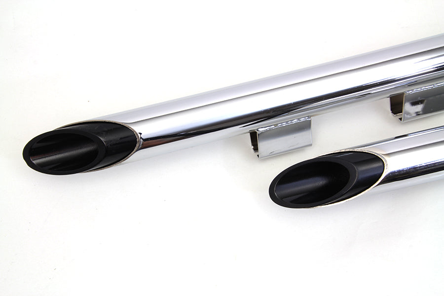Exhaust Drag Pipe Set with Black Slash Tips