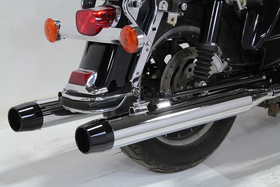 Chrome Muffler Set with Black Medium Tapered End Tips