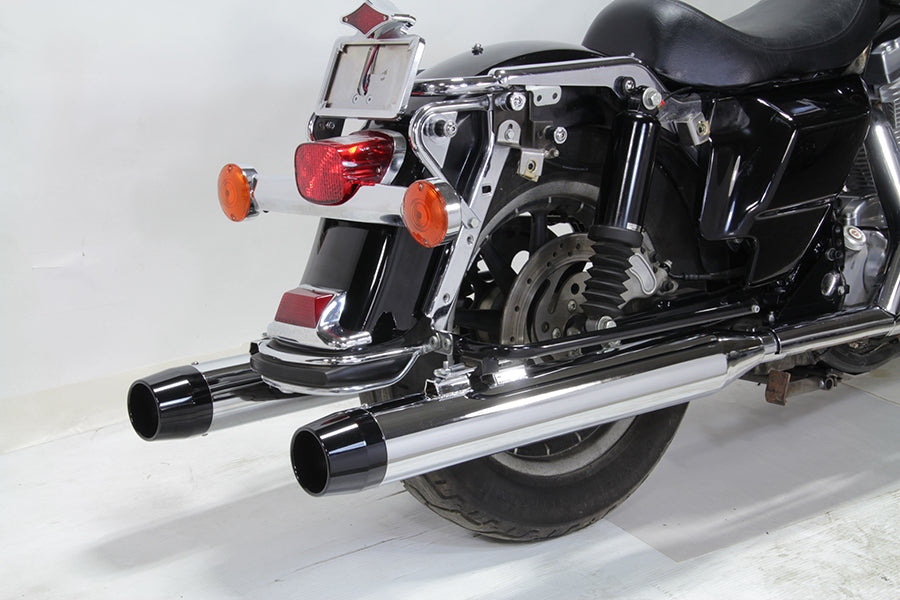 Chrome Muffler Set with Black Medium Tapered End Tips