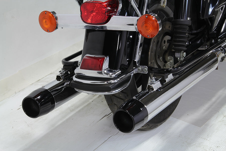 Chrome Muffler Set with Black Medium Tapered End Tips