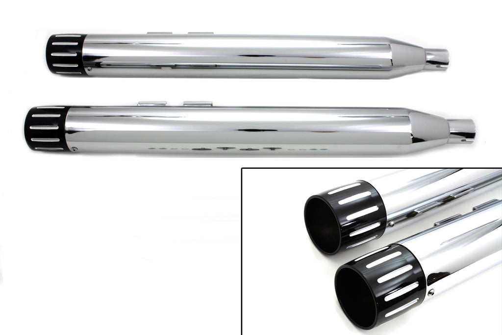 Chrome Muffler Set with Black Ball Milled Revolver End Tips