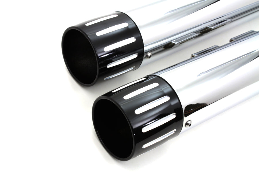 Chrome Muffler Set with Black Ball Milled Revolver End Tips
