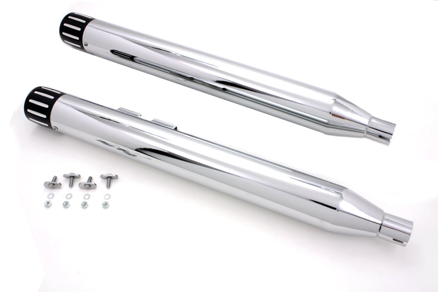 Chrome Muffler Set with Black Ball Milled Revolver End Tips