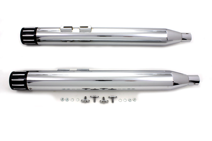 Chrome Muffler Set with Black Ball Milled Revolver End Tips