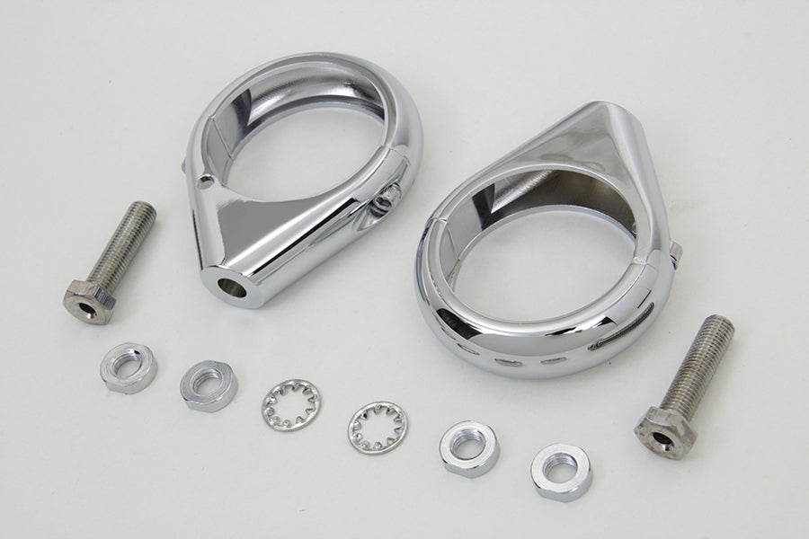 Chrome Turn Signal Clamp Kit 49mm Forks