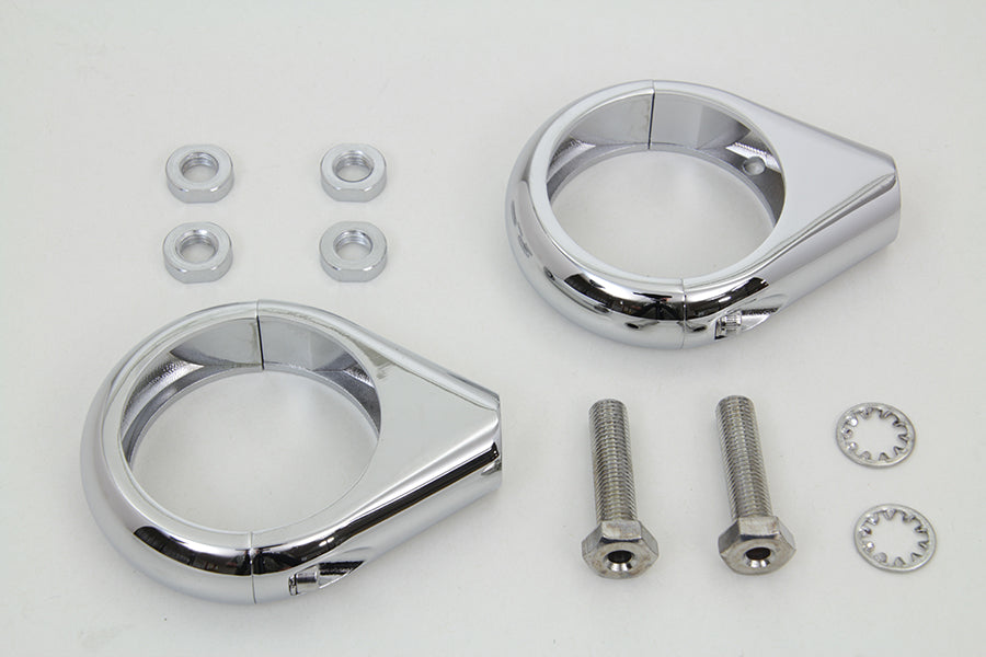 Chrome Turn Signal Clamp Kit 49mm Forks