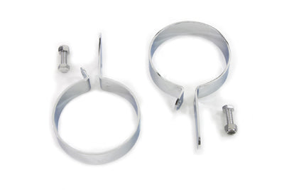 Chrome 3-1/2 Muffler Body and End Hanger Clamp Set