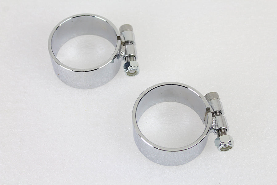 Chrome 2-1/8 Wide Muffler Body and End Clamp Set