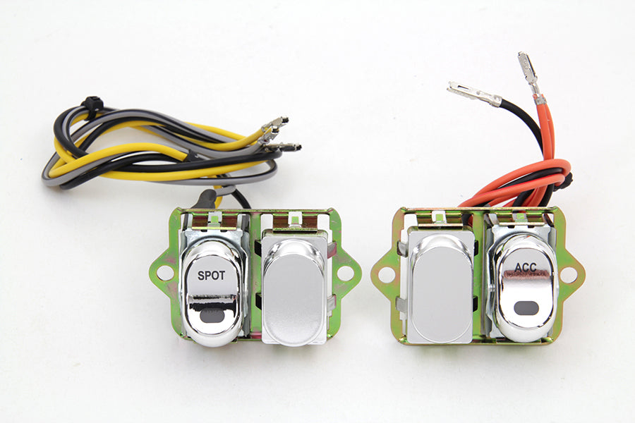 Rocker Style LED Handlebar Switch Kit Chrome