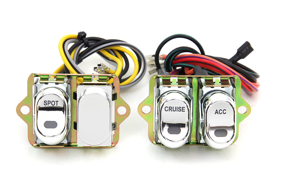 Rocker Style LED Handlebar Switch Kit Chrome