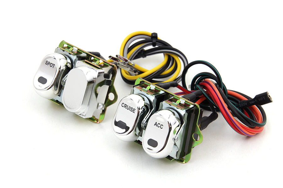 Rocker Style LED Handlebar Switch Kit Chrome