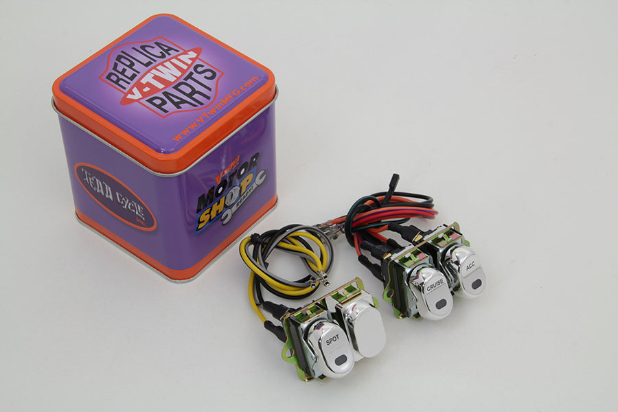 Rocker Style LED Handlebar Switch Kit Chrome