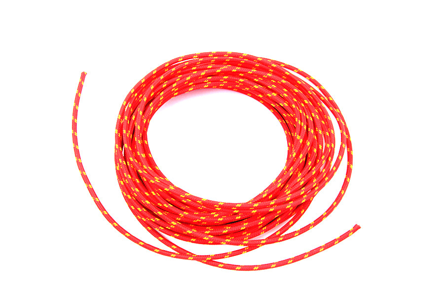Red with Yellow Dot 25' Braided Wire