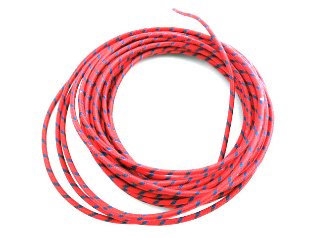 Red with Blue Dot 25' Braided Wire