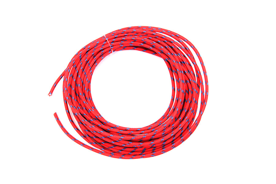 Red with Blue Dot 25' Braided Wire