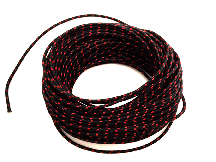 Black with Red Dot 25' Braided Wire