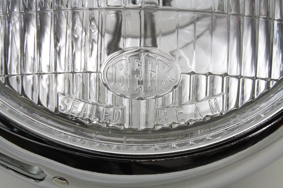 Chrome Replica 7 Round Headlamp 6 Volt
