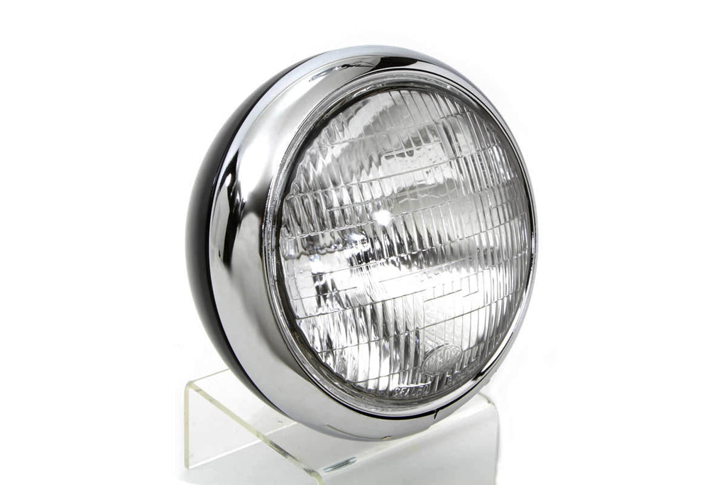 Black Replica 7 Round Headlamp 6 Volt