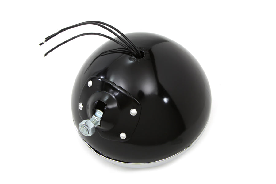 Black Replica 7 Round Headlamp 6 Volt