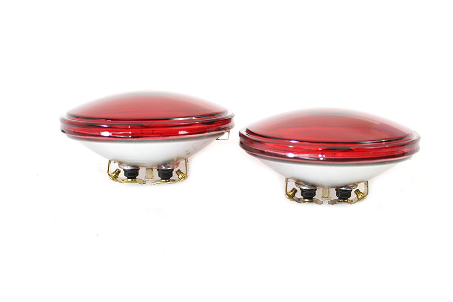 Red 4-1/2 12 Volt Sealed Beam Spotlamp Set