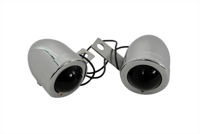 Chrome Bullet Marker Lamp Set with Red Lens