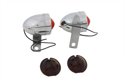 Chrome Bullet Marker Lamp Set with Red Lens