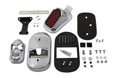 Chrome Tombstone Tail Lamp Kit with Skull Grill