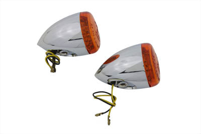 Chrome Torpedo Bullet LED Turn Signal Rear