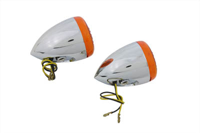 Chrome Torpedo Bullet LED Turn Signal Rear