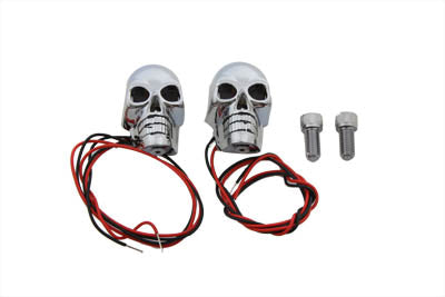 2 Chrome Skull Marker Lamp with Red LED