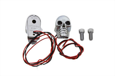 2 Chrome Skull Marker Lamp with Red LED
