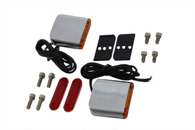 Square Red and Amber Lens Marker Lamp Set