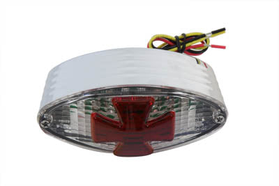 Oval Tail Lamp with Maltese Inset Clear Lens with Red Cross