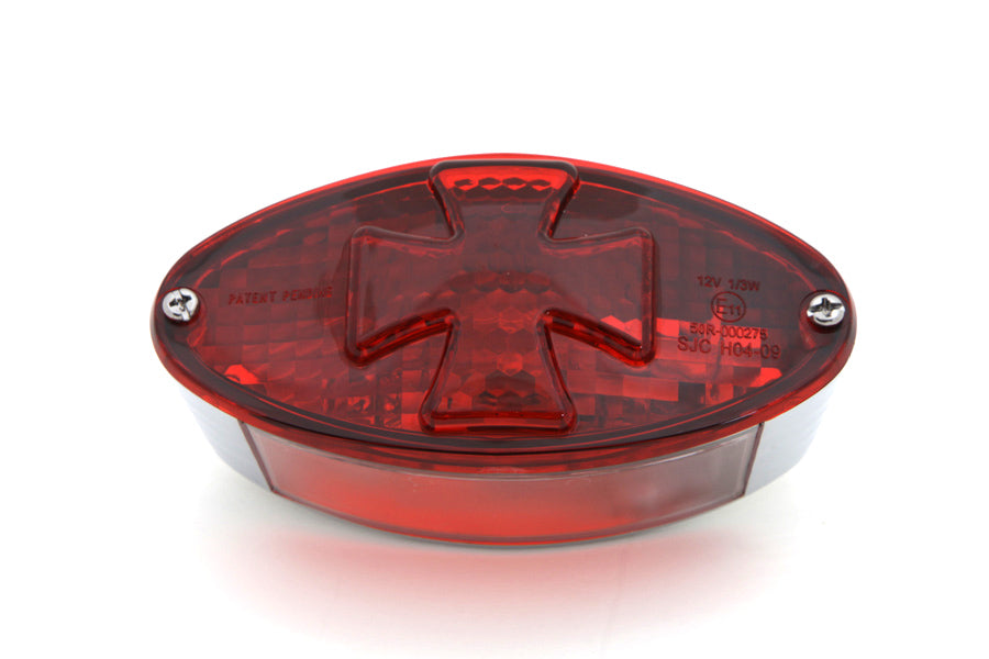 Oval Tail Lamp with Maltese Inset Red Lens with Red Cross